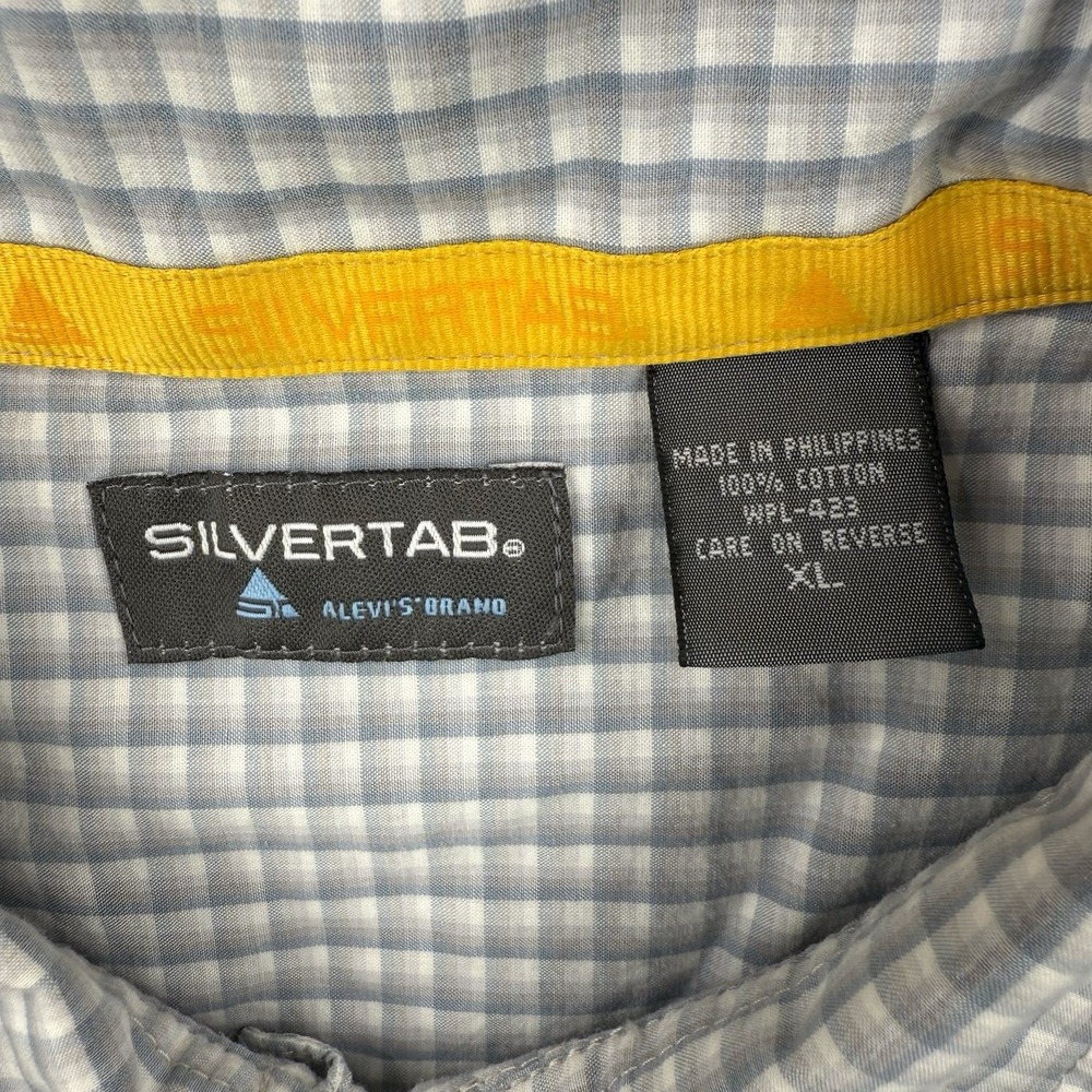 Vintage Levis Shirt Mens XL Gray Check Silvertab Y2K Button Up Short Sleeve - Picture 5 of 9